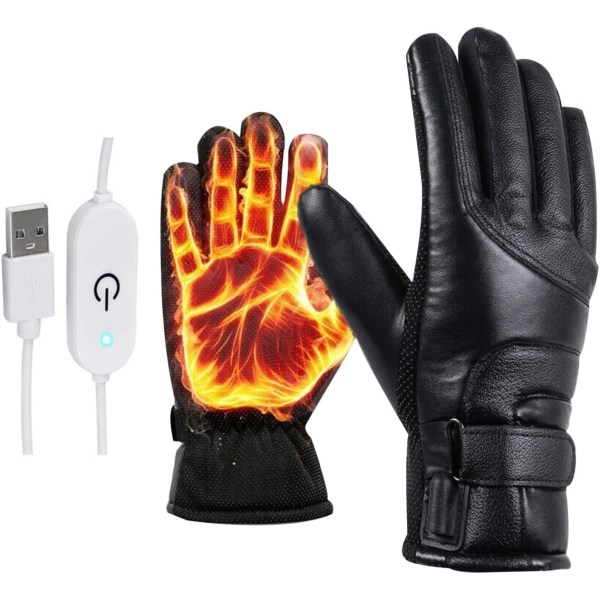 Uppvärmda handskar, USB värmehandskar, Vintervattentäta varma handskar med pekskärm Steglös temperaturkontroll