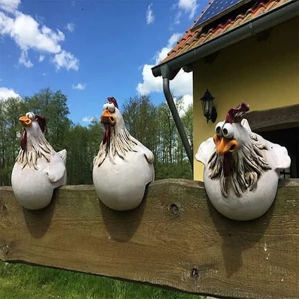 /EA/Kyllingestatuer, bondegårdsindretning, kyllingepynt til haven,