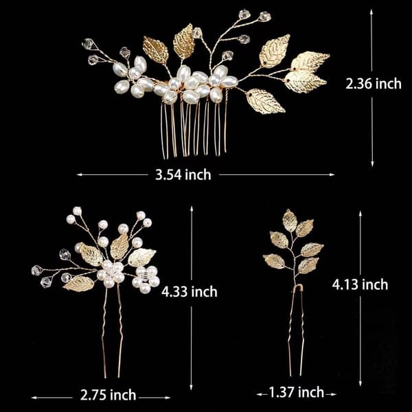 4 st brudhårnålar silver blomma pärla hårtillbehör med blad för bröllopsfrisyrer brudar brudtärnor kvinnor