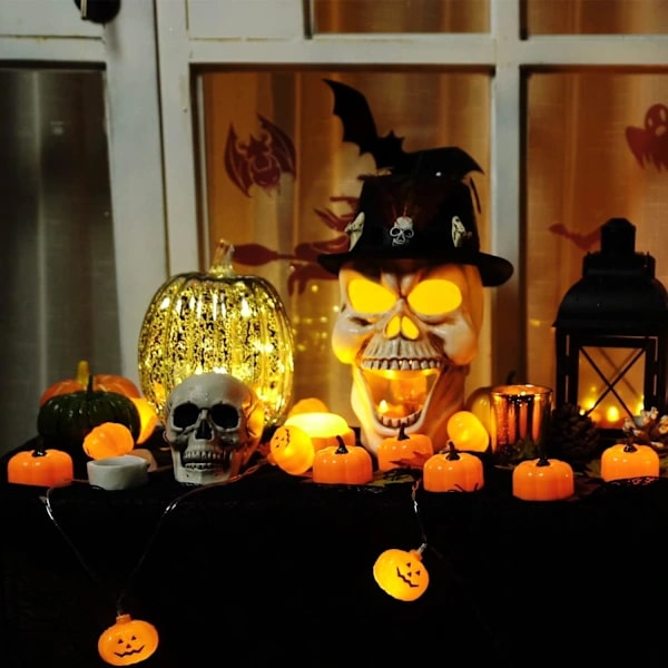 /EA/12-pak LED-græskarlamper, batteridrevne Halloween-græskar,