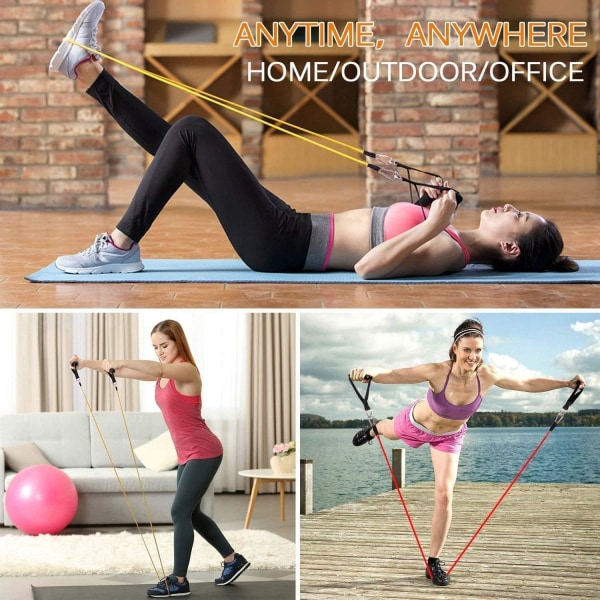Treningsbånd Motstandsbåndsett, Treningsbånd for styrketrening Yoga Pilates Färg 100 lbs