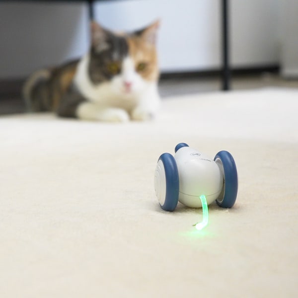 Interaktiv kattleksak för innekatter, [2023 uppgraderad] kattleksaker, automatisk kattleksak med LED-lampor, kattmusleksaker, uppladdningsbar USB yellow