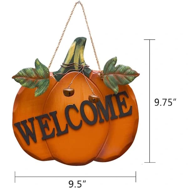 /EA/Trädörrdekoration med pumpa, rustik hängande välkomstskylt för dörr