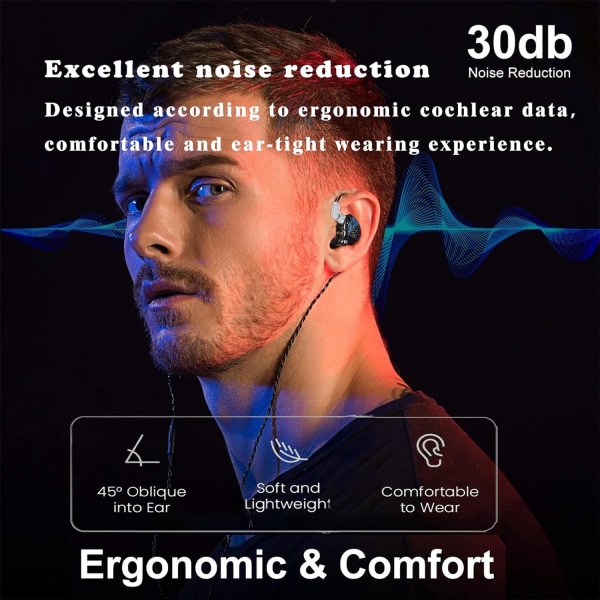 X2pro in Ear Monitor-hörlurar, överlägsna ljudkopplade hörlurar med dynamisk dubbla drivrutiner, professionella ljudisolerande hörlurar för sångare/trummisar Lila Typ C