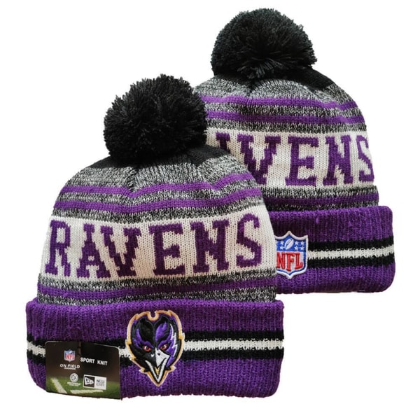 NFL Aldult Unisex American Football Sport Strik Beanie Hat Fleeceforet En størrelse passer til de fleste Baltimore Ravens