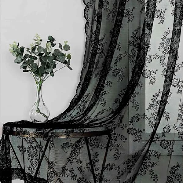 /EA/2 stk. sorte blondegardiner Sort 100 x 200 cm Sort 100 x 200 cm
