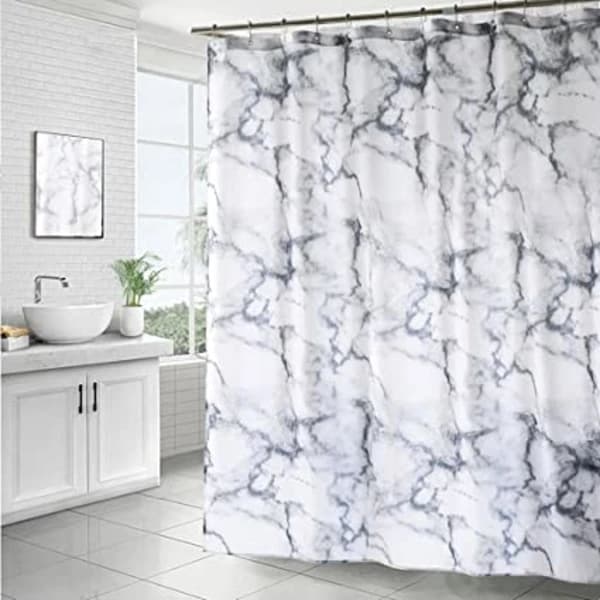 /EA/(Marmor Grå, 90x180CM) Duschdraperi Mögel- & Mögelresistent W