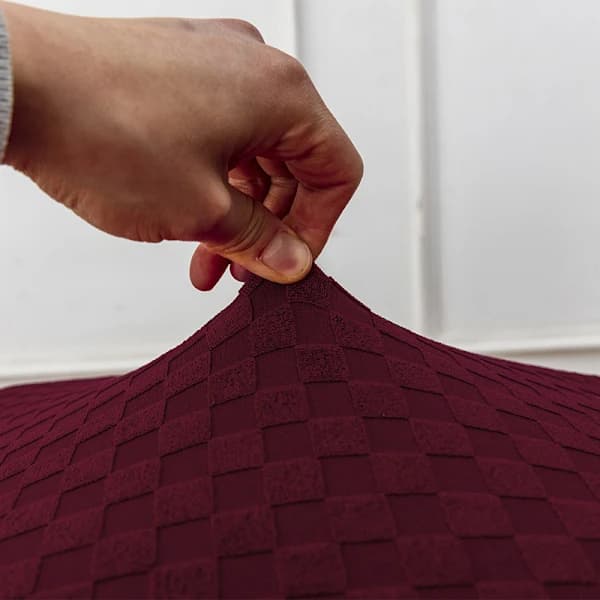 /EA/Vinrød 19  \"D x 19 \" B x 2,5  \"H Rutemønstret Jacquard Vanntett