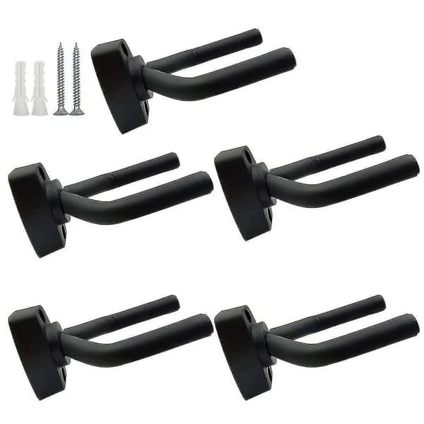5-pack Svart Gitarrhängare Väggmonterad Display med Skruvar Passar Gitarrer