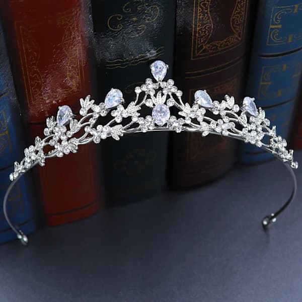 /EA/##/Hvit krone, krystallblomst ornament##/
