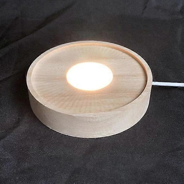 /EA/ Rund Formet Display Piedestal LED-lys Displaybase Krystal Træbelysningsbase