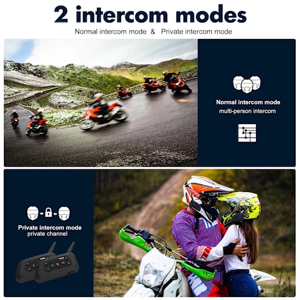 V6 Plus Hjelm Bluetooth Intercom | 1500m Fuld Duplex Motorcykel & Ski Intercom 6129