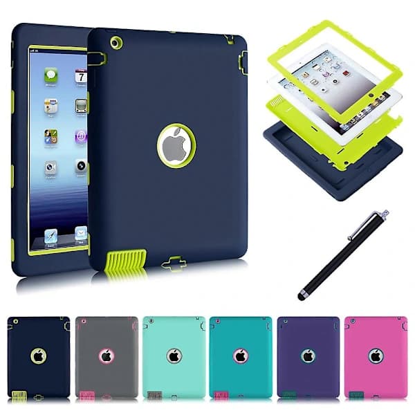 /EA/Støtsikkert støvtett robust gummi hardt bakdeksel for Apple iPad 2 3 4