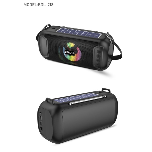 BDL-218/219 Solar laddningsbar bærebar Bluetooth-högtalare, trådløst højtalarljud med nödficklampa udendørs, længere spiltid, roligt festljus BDL-218（blå）