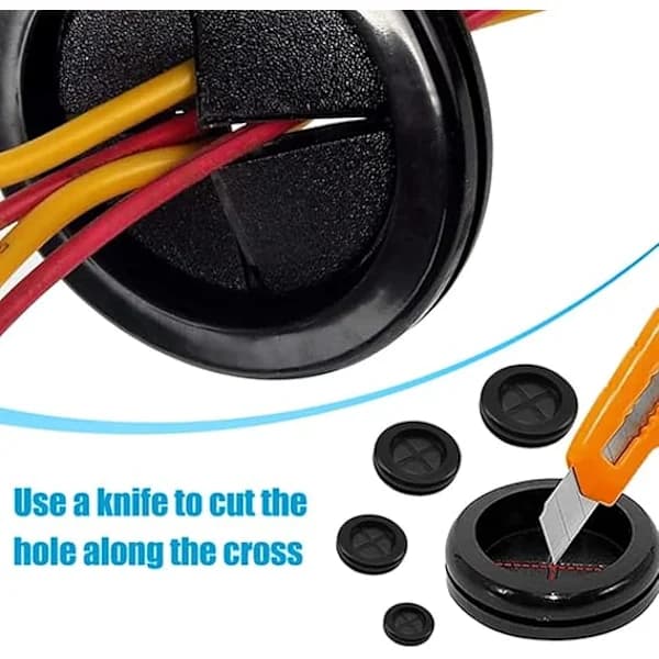 /EA/Plastic Cable Grommet, 8-Pack Double Sided Rubber Cord Protector Coils - 20, 25, 30 and 42mm Inner Diameter - Ideal for Sourcing Map and Cable