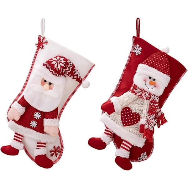 /EA/2 st Dekor Julstrumpa Traditionella Julstrumpor Julgodispåsar Julväskor Julstrumpor Julgranshänge Tecknad Stickning E