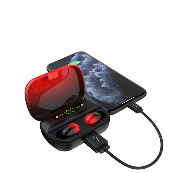 /EA/Trådløst headset mini Bluetooth sport headset headset LED d (Rød)