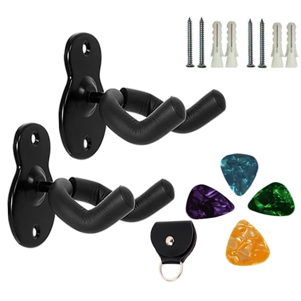 /EA/Väggfäste för gitarr [2-pack], halkfri metallgitarrkrok för akustisk