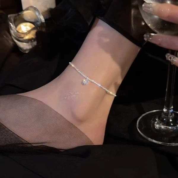 Exklusivt silverdiamantfotlänk