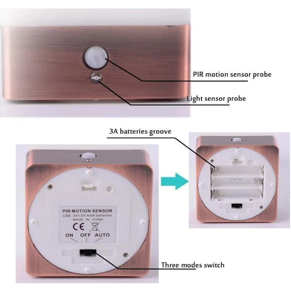 /EA/Bordlampe, retro LED-natlampe, sengelampe med lyssensor