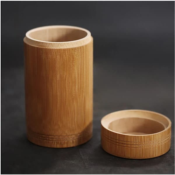 /EA/Bärbar tebox i bambu, höjd 15 cm, matförvaringslåda för te, C