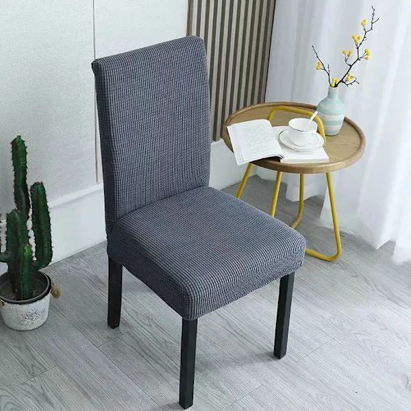 /EA/1 stk. Grå Jacquard Spisestol Trekk Stretch Avtagbart Vaskbart U