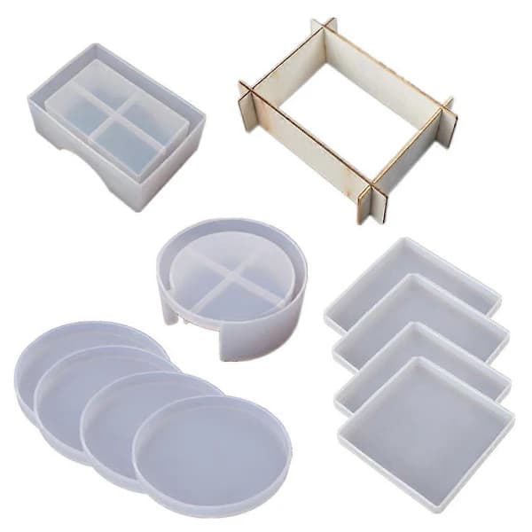 /EA/10 Stykker Resin Forme Silikone Brik Forme Brik Opbevaringsboks Form Rund