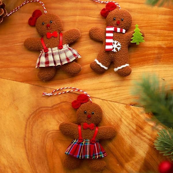 /EA/3 olika levande pepparkaksgubbe-hängen, pepparkaksdocka-hänge