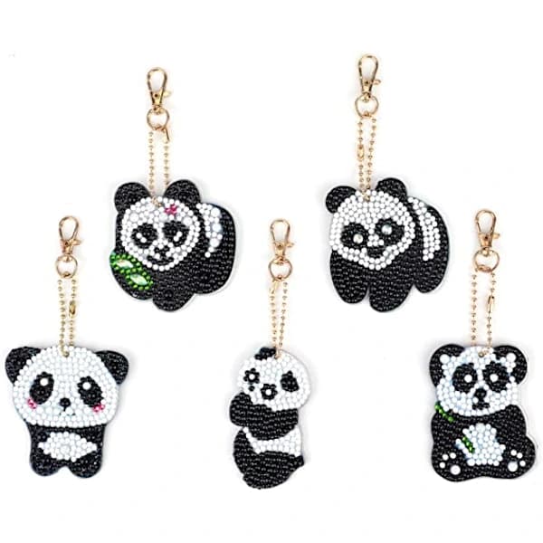 /EA/5 kpl DIY 5D Panda Timanttimaalaus Avaimenperät, Strassi DIY