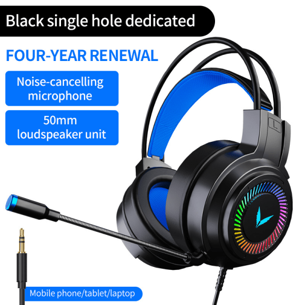Tietokonekuulokkeet 7.1-kanavaiset langalliset kuulokkeet G58 kuulokemikrofonilla varustettu pelikuuloke black single plug