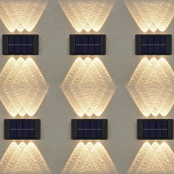 /EA/4-pak solcellelamper til udendørs brug, 6 LED vandtætte solcellelamper til hegn