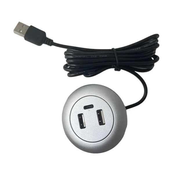 Indbygget skrivebordsoplader USB TYPE-C møbelstik opladning Grå