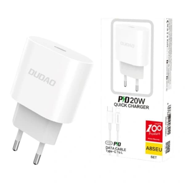iPhone 15 Pro Oplader - 2M Kabel & Væglader 20W - Dudao 87