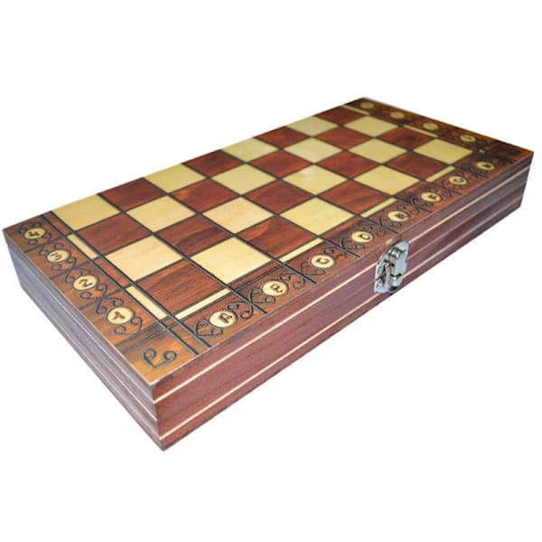 Trä Magnetiskt Schack 3 i 1 Set Bärbart Vikbart Pussel Atletiskt Brädspel Leksaker W7702H(29CM)