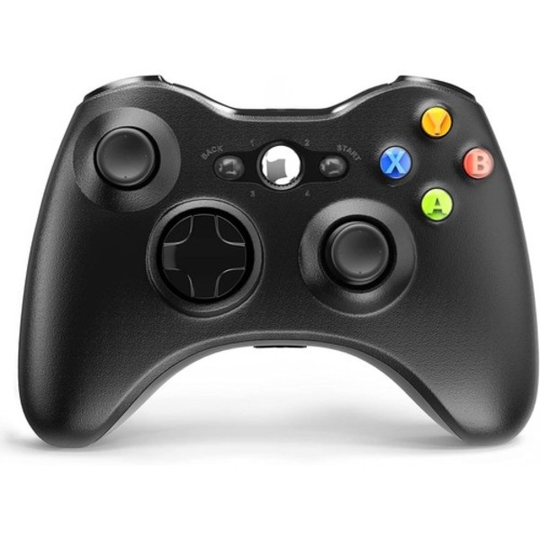 Langaton ohjain Xbox 360:lle, 2,4 GHz:n langaton ohjain, yhteensopiva Xbox 360:n ja PC:n kanssa Windows 7,8,10,11 ja vastaanotin (musta)
