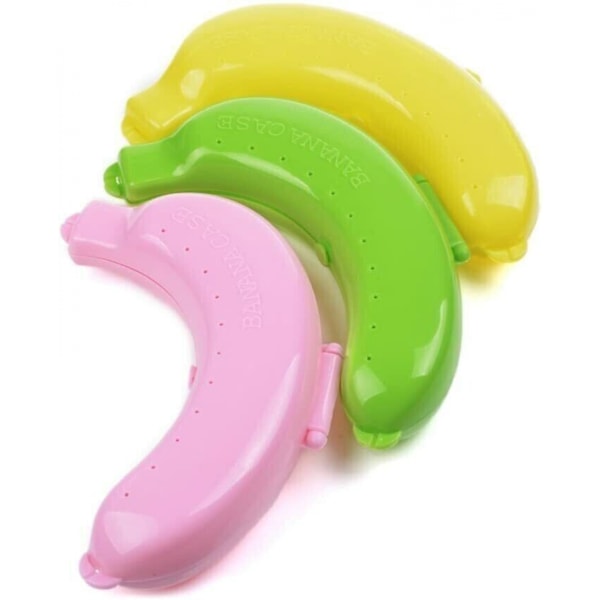 3 Bananlådor Portabel Bananskyddare i Plast Skyddsbehållare Förvaringslåda Ställ yellow