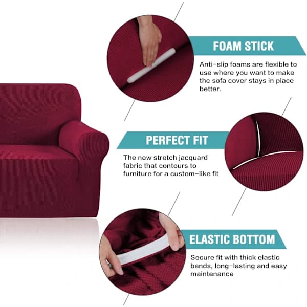 /EA/1 st (1-sits stol, vin) hög stretch överdrag för 1-sits kudde