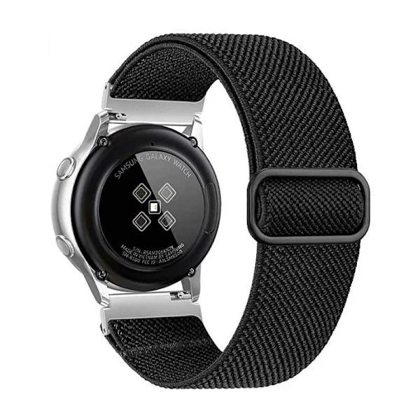 Universelt Justerbart & Elastisk Nylon Urarmbånd - 20mm Sort Sort