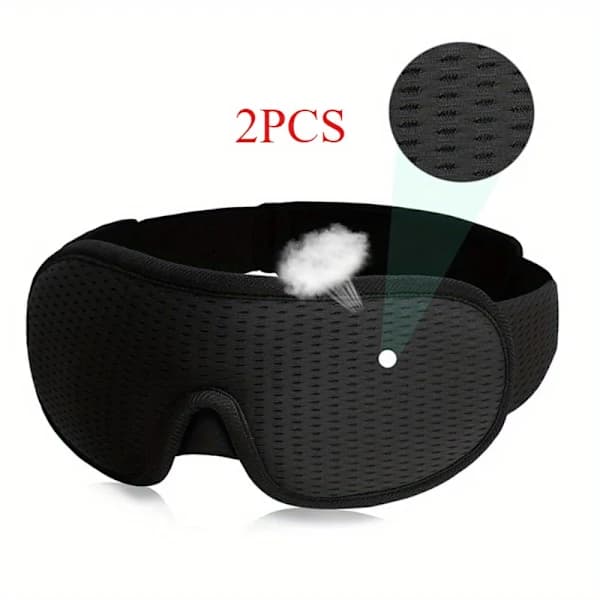 2 kpl 3D Stereo Unimaskit - 100% Pimennykseen, Ei silmänpainetta Musta 2kpl