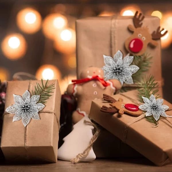 /EA/24 stk. julestjerne glitterpynt, kunstig jul