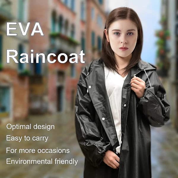 /EA/lang bærbar regnfrakke sort