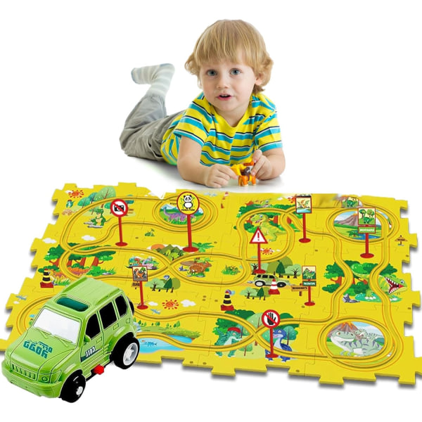 Pussel för barn i åldrarna 3-5, Set med nummerblock, Magic Tracks, Montessori-leksaker för barn (dinosaurier) Stora 6XL