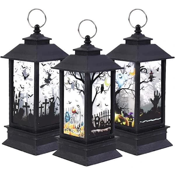 /EA/3-pack Halloween-lykta pumpa häxa spöke eldfria LED-lampor