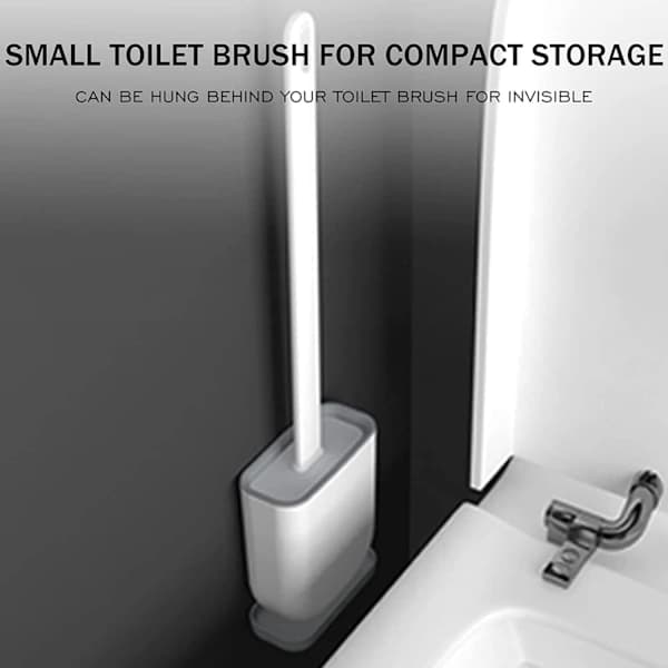 /EA/(Vit) Flad Silikone Toiletbørste med Holder Sæt Toiletskål Sc