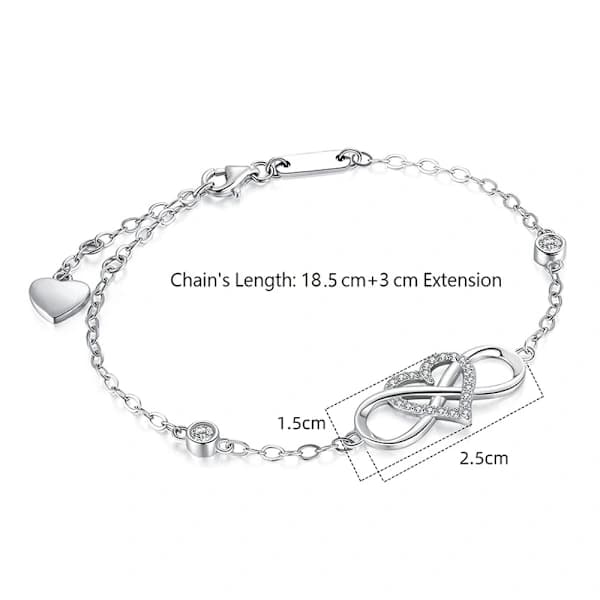 /EA/S925 Silver Hjärtformat Diamant Zirkon Armband
