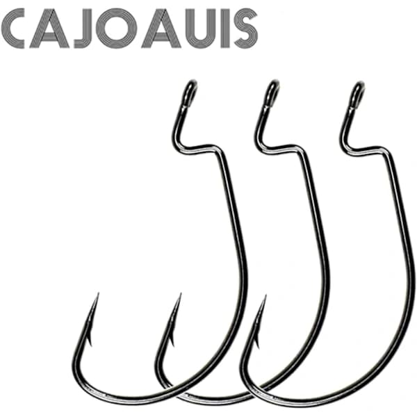 /EA/100 kpl Offset Worm -onkimoukut Musta Jig -onkimoukut Koko 5/0