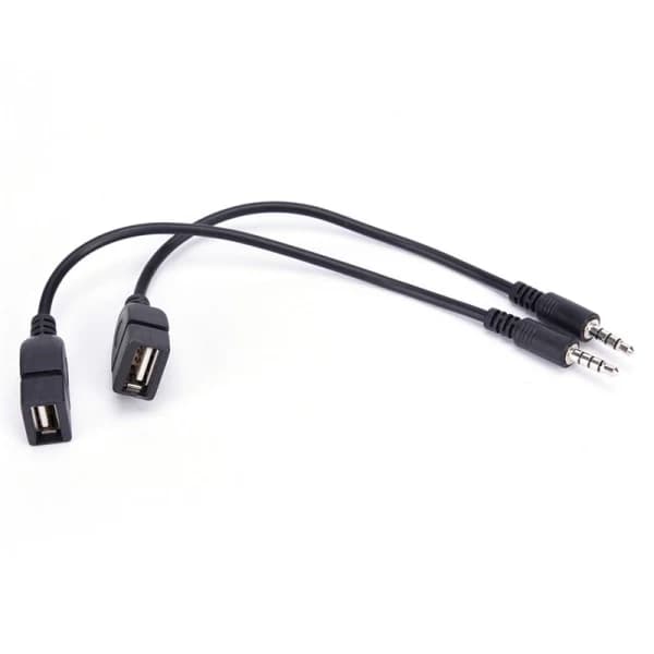 3,5 mm hann AUX til USB 2.0 hunn adapterkabel Co