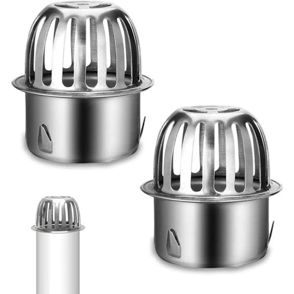 /EA/ Sæt med 2 tagrendesier i rustfrit stål til tagrender, nedløbsrør, bladbeskyttelse, bladgitter, bladfilter til tagrør Ø 67 mm