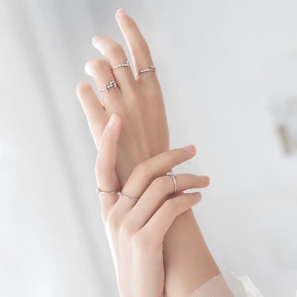 /EA/Horoskopring 925 Sterling Sølv Statement Ring for Kvinner