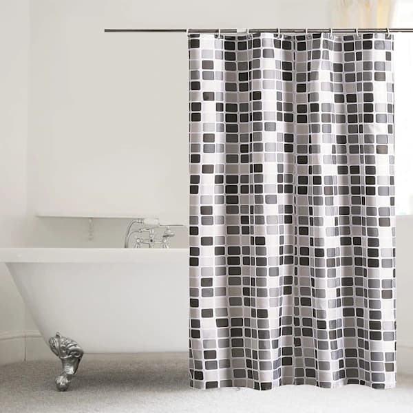 /EA/Duschdraperi, svartvitt duschdraperi, mosaikduschdraperi